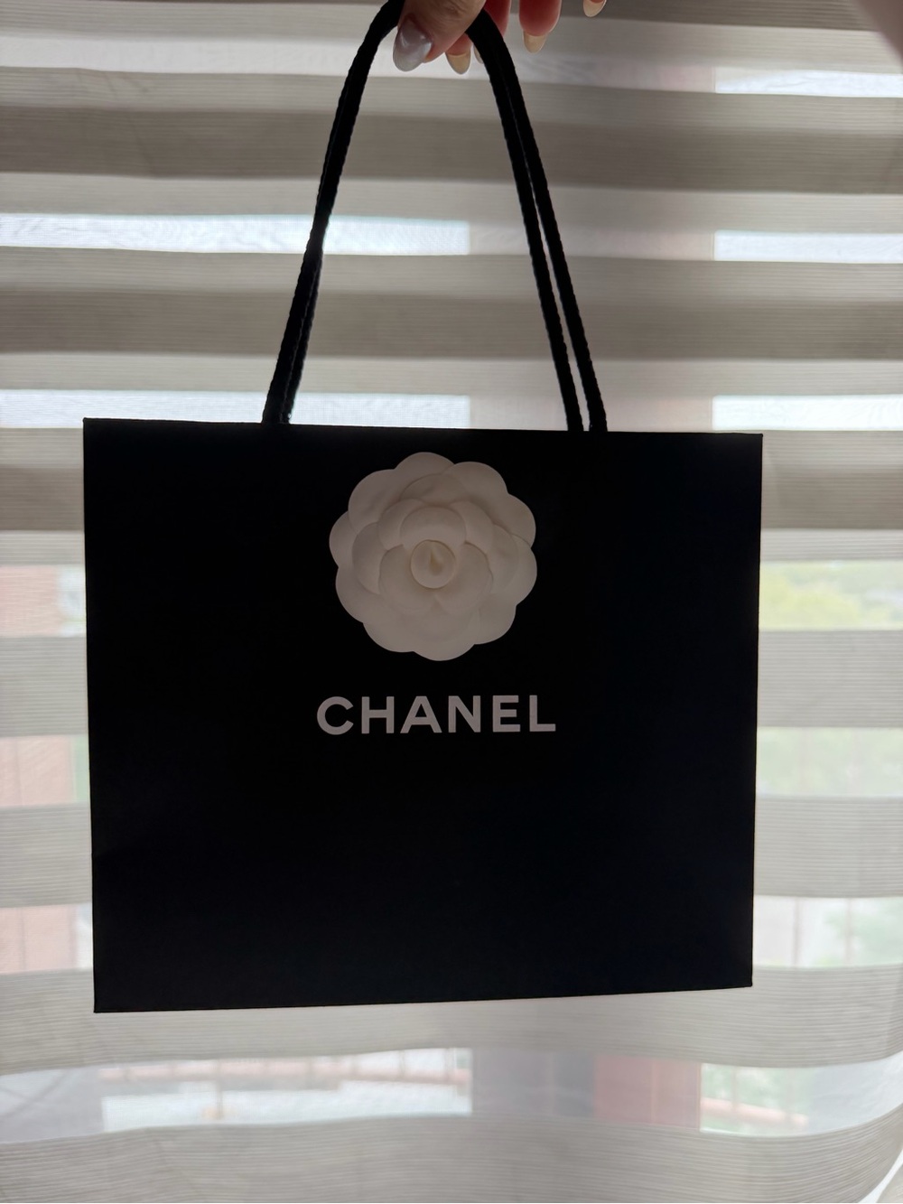 New CHANEL Black Gift  Bag with White Logo